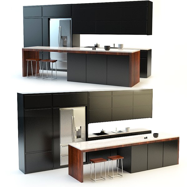 modern kitchen black 3d max