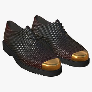 Leather Shoes Realistic  Brown Lace Up