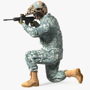 Soldier Grey Camo with Night Visor Rigged for Maya 3D
