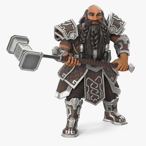 3D Game Dwarf Character in Defense Pose