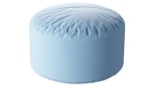 Round soft blue pouf 3D model
