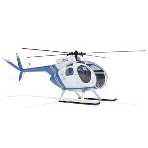 3D Light Utility Helicopter Hughes OH-6 Cayuse Rigged for Maya