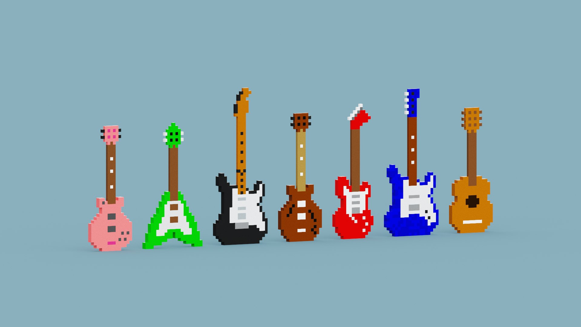 Voxel Guitar Pack model https://p.turbosquid.com/ts-thumb/oI/Qwnpek/cY/snap20230201112340/png/1675240783/1920x1080/fit_q87/3a4cca10ce1c7f697816c3419af47e8fcecb55f7/snap20230201112340.jpg