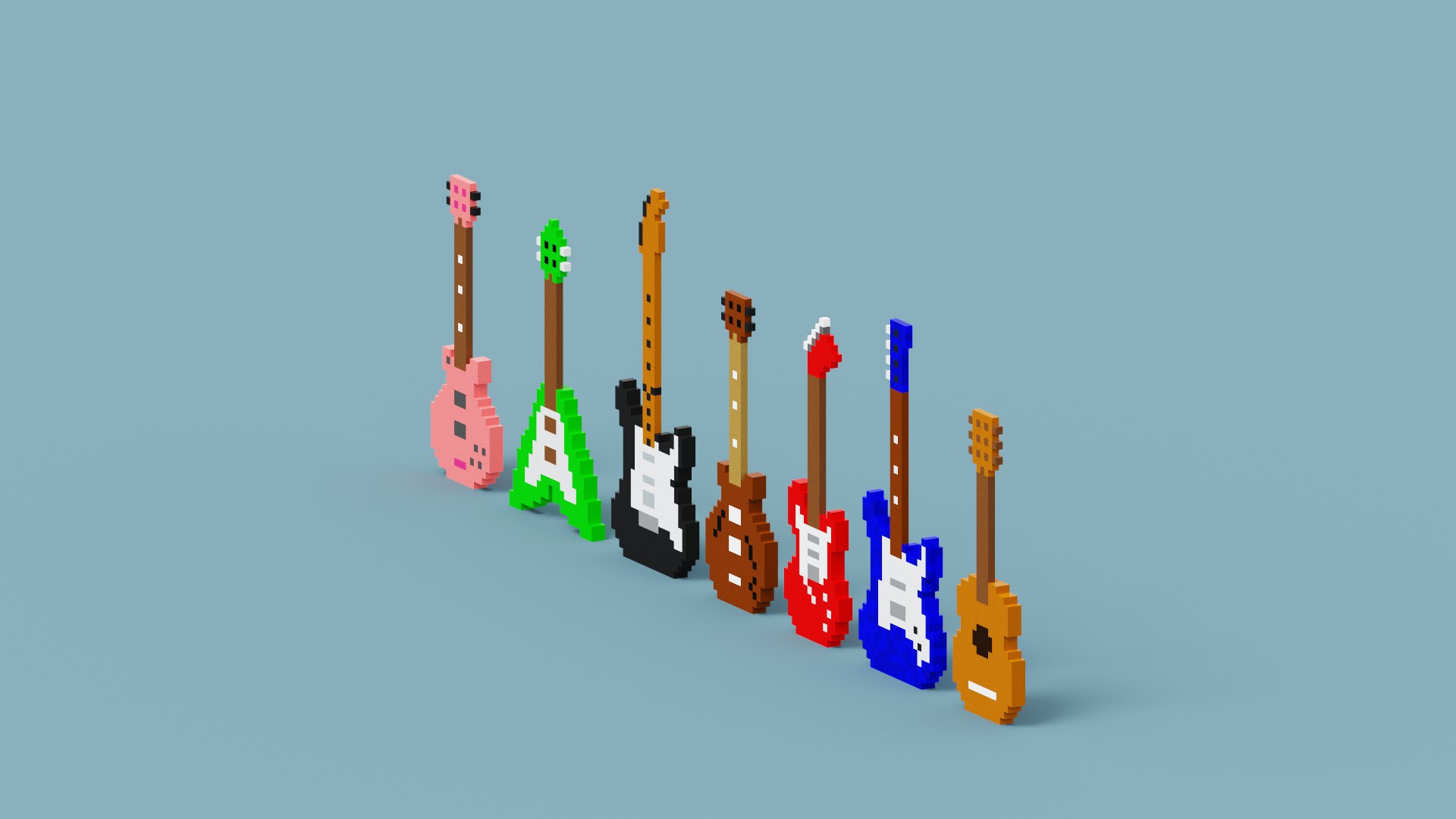 Voxel Guitar Pack model https://p.turbosquid.com/ts-thumb/oI/Qwnpek/f1/spin202302011110290003/png/1675240866/1920x1080/fit_q87/edb825696b63b16526fafe0825a20a17aa4ee4b5/spin202302011110290003.jpg