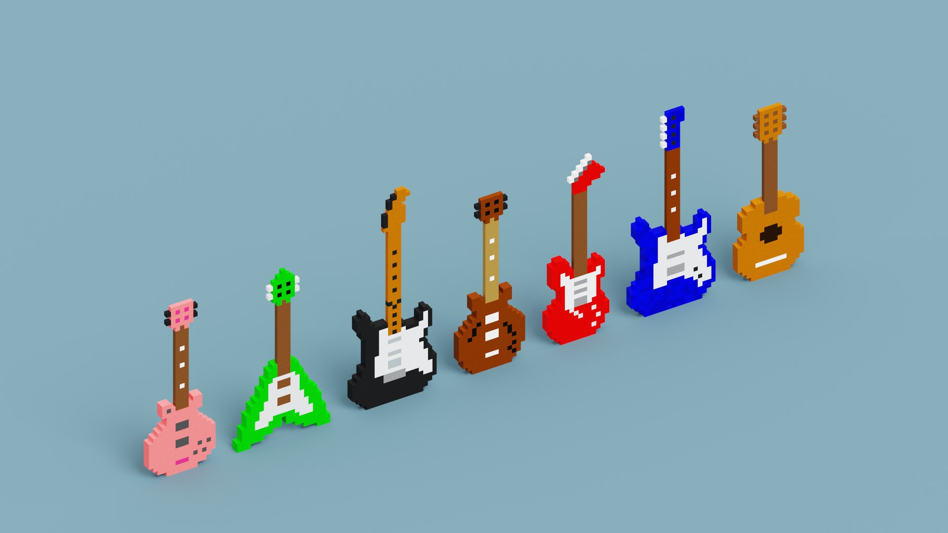 Voxel Guitar Pack model https://p.turbosquid.com/ts-thumb/oI/Qwnpek/s8/snap20230201112302/png/1675240779/1920x1080/fit_q87/43597298c72410b98dba163ec699ebbd9aa89fd9/snap20230201112302.jpg