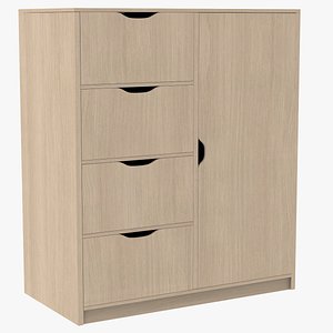 3D Storage Cabinet with 1 Door and 4 Drawers V2