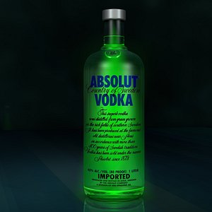 3d photorealistic absolute vodka bottle