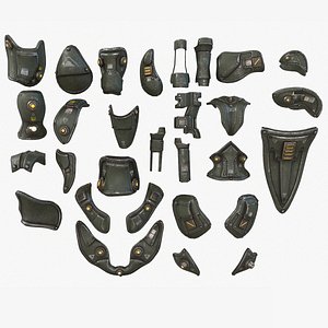 Sci-Fi Mech Robot Automaton Soldier Kitbash Parts - Armor Plates 03 with ZBRUSH Files Included