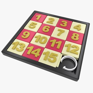 3D model number slide puzzle toy