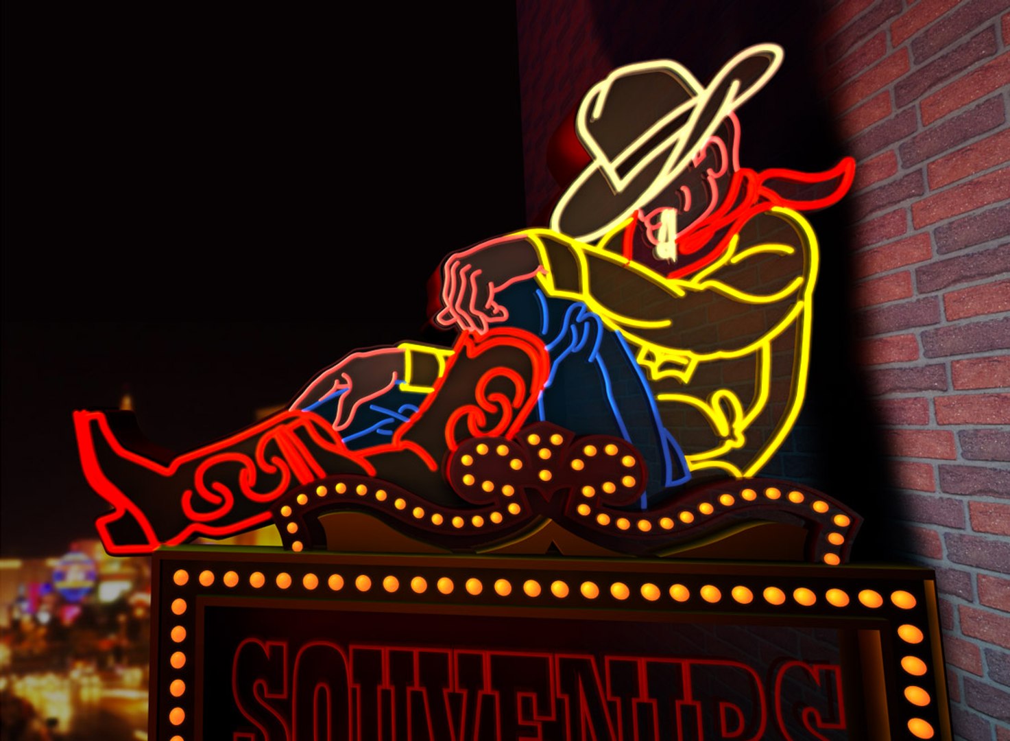 neon cowboy sign