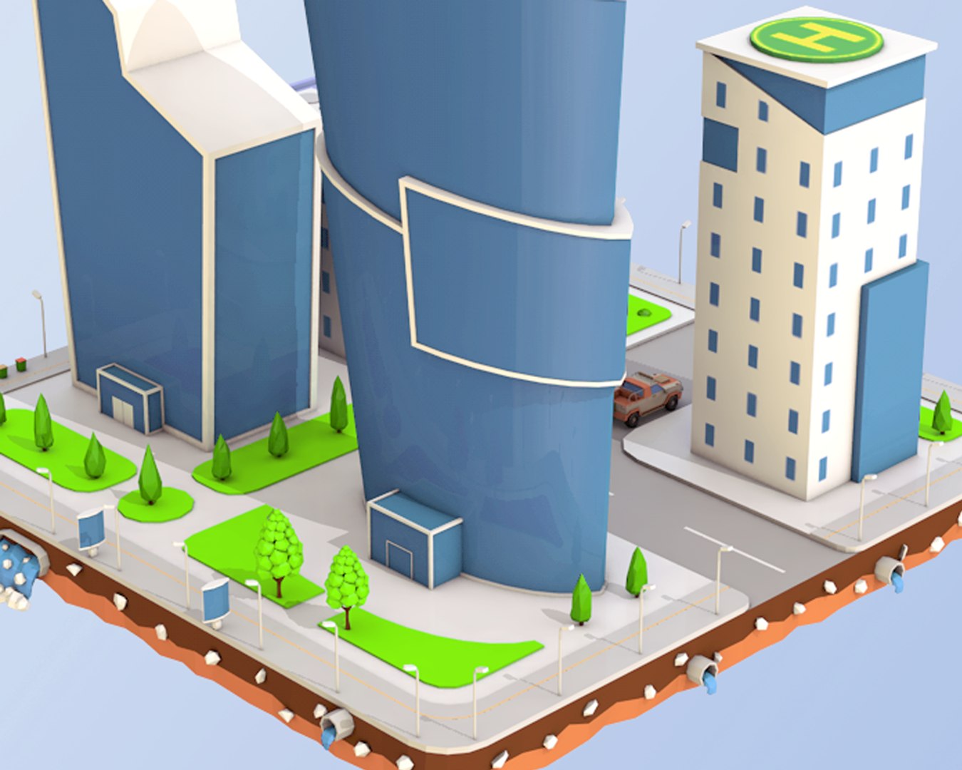 City Block Business Center 3D - TurboSquid 1254028