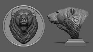 Polar bear bust 3D model
