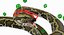 3D model green python snake rigged