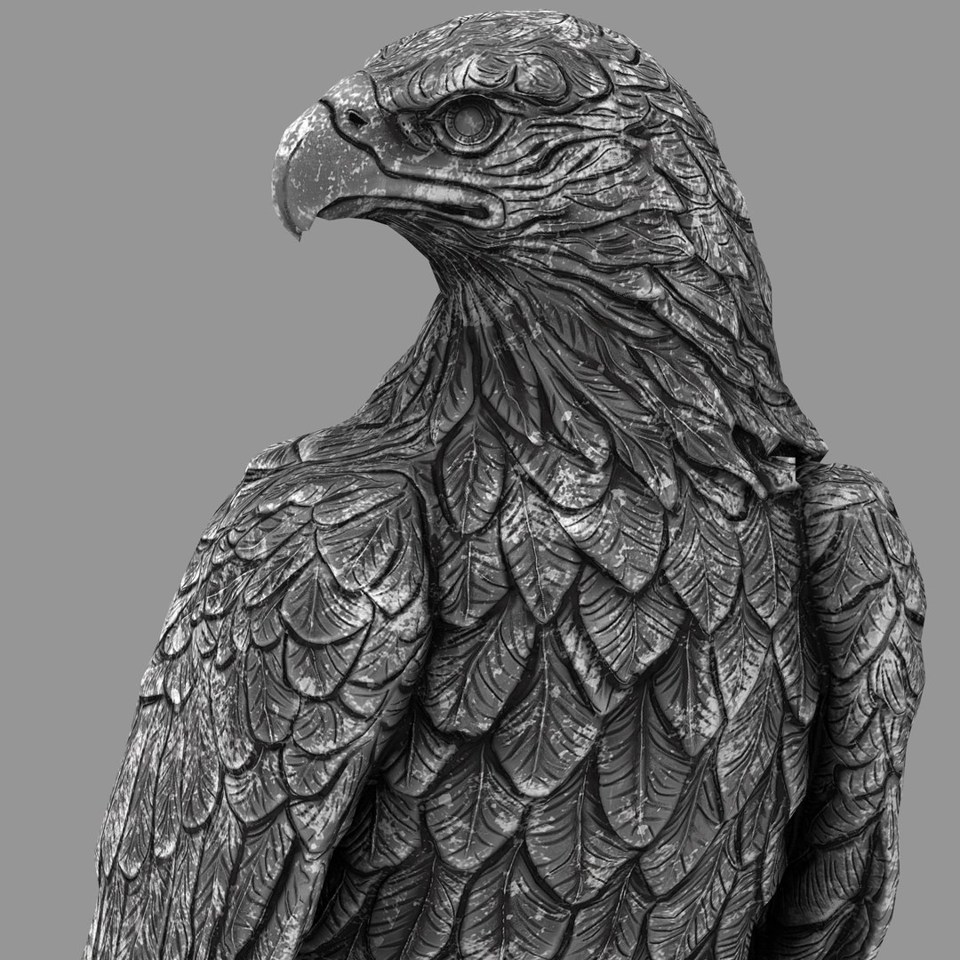 Majestic Eagle Statue High-Detail PBR Stone Sculpture Low-poly 3D Model ...