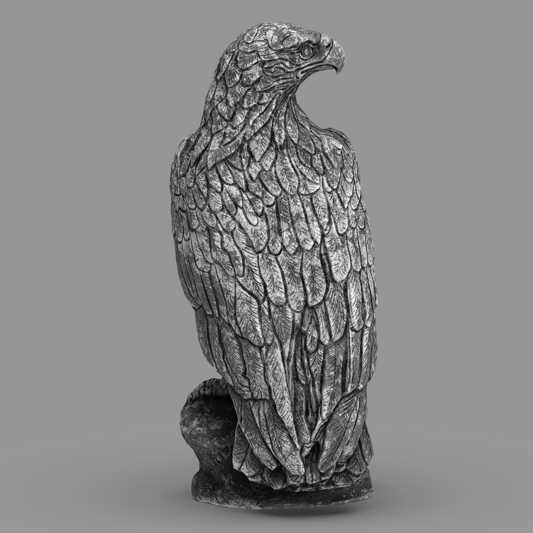 Majestic Eagle Statue High-Detail PBR Stone Sculpture Low-poly 3D Model ...