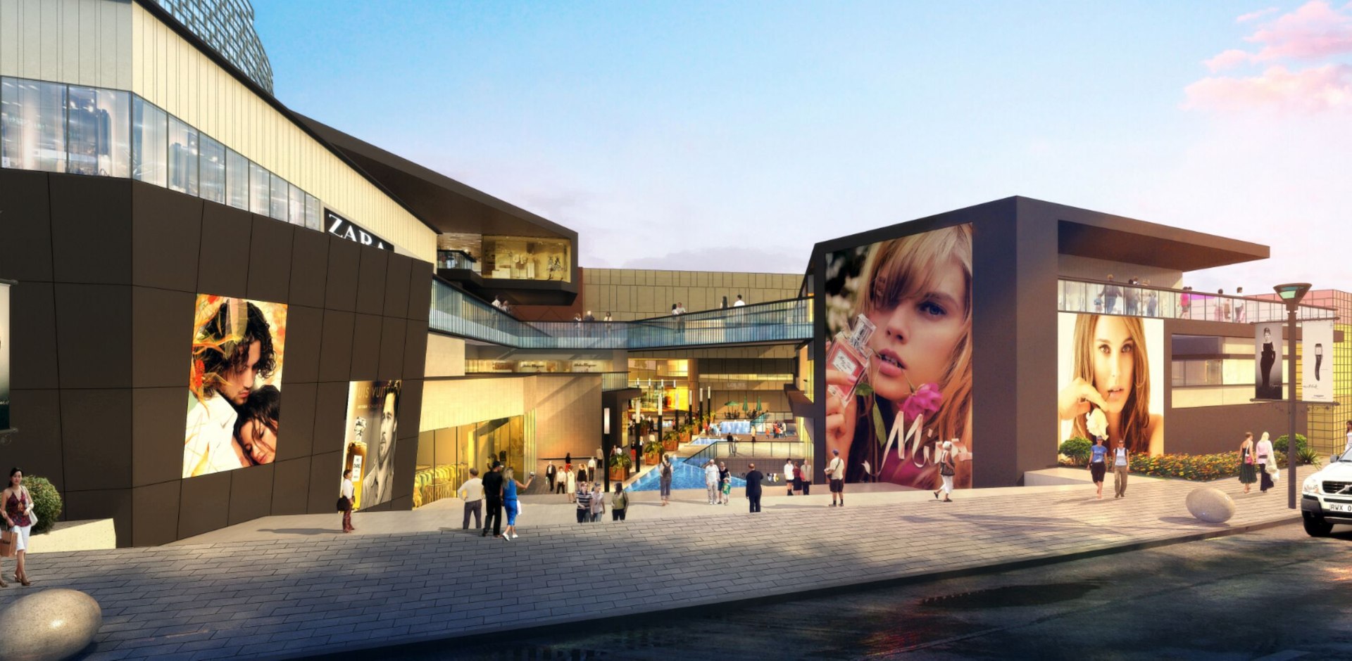 3D Modern city commercial street office building sketch design model