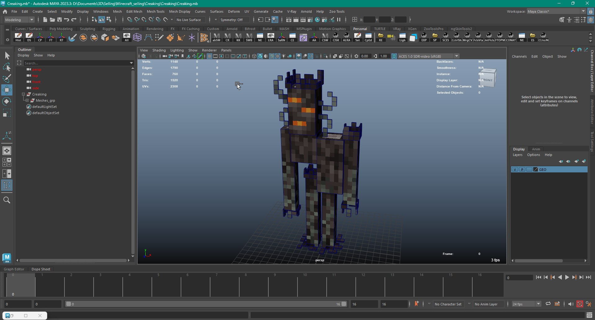 我的世界吱吱作响3D模型 - TurboSquid 2533019