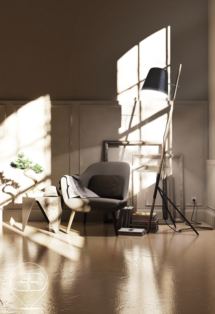 chair books frames 3d model