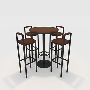3D Bar Table And Chair 7