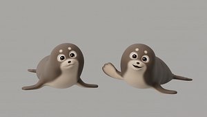 Rigged Cartoon Seal 3D model