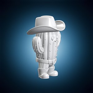 3D Cowboy Cactus 3D Print Model