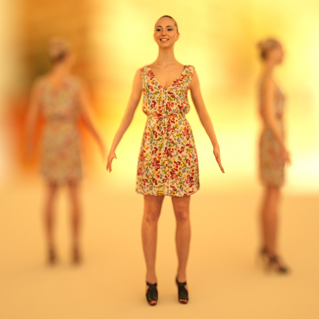 character flower dress 3d obj