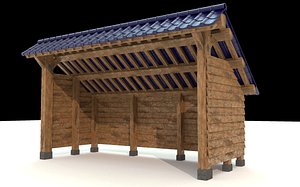 open shed wooden walls model