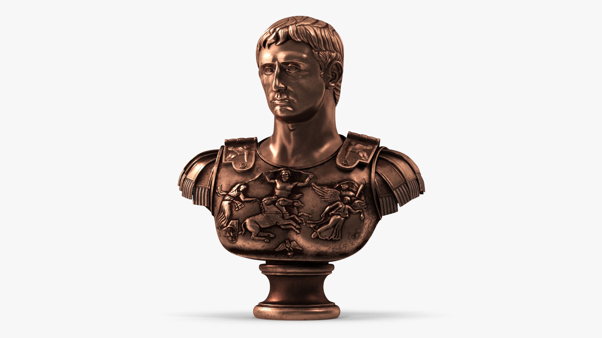 Roman Emperor Bust Cast Bronze for 3D Print 3D model preview