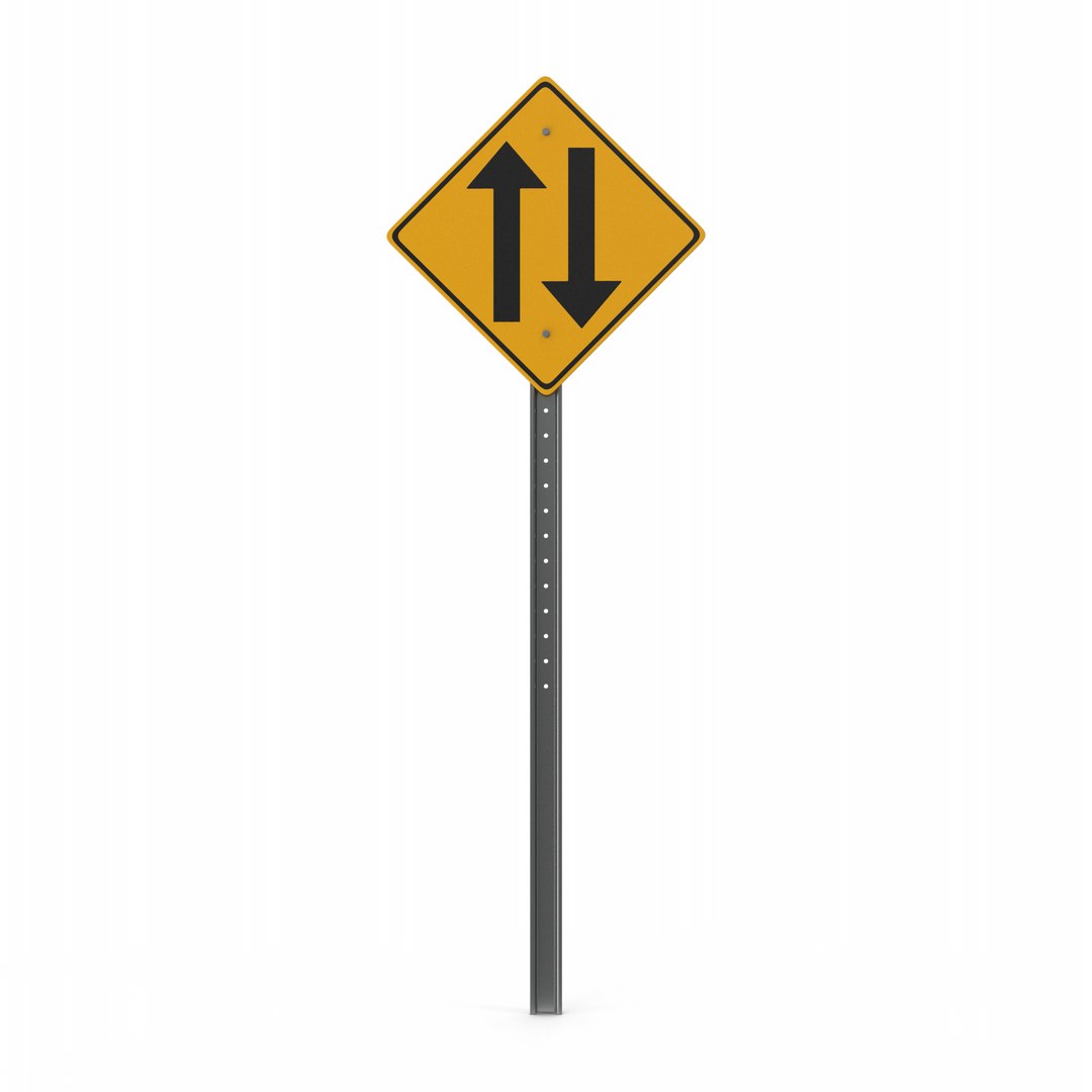 Two Way Traffic Sign Pole 3D - TurboSquid 2045637