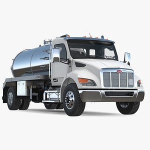 3D White Vacuum Truck Peterbilt 537 Rigged for Cinema 4D