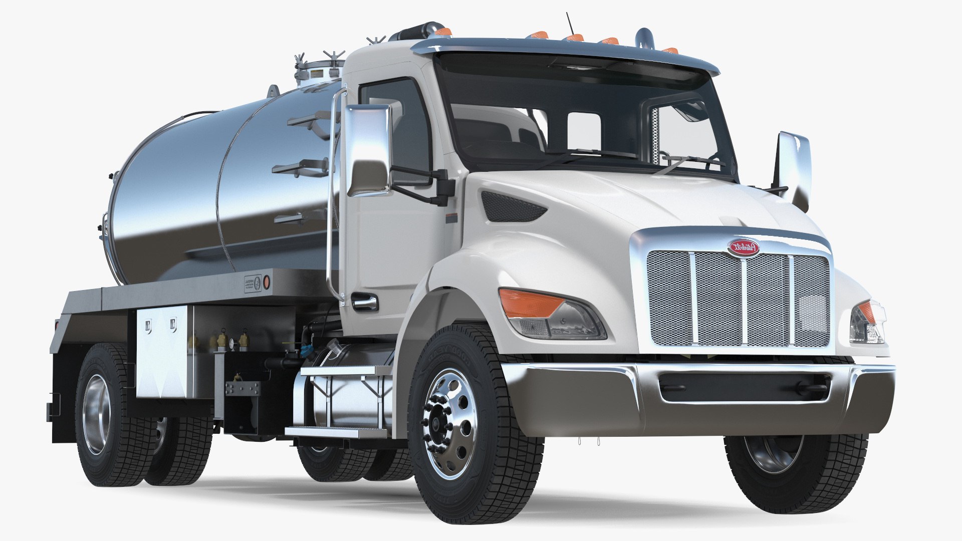 White Vacuum Truck Peterbilt 537 Rigged for Cinema 4D 3D model preview