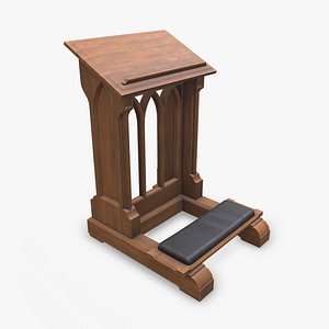3D Church Prayer Kneeler Low-poly PBR