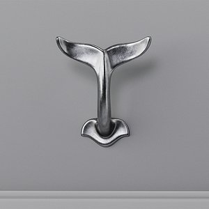 Whale Tail Hook Metal Decor 3D model