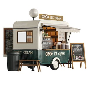 Ice Cream Food Cart Kiosk 3D model