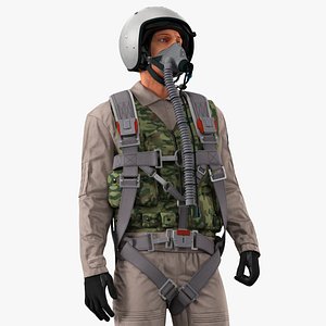 Russian Jet Pilot Suit with Helmet and Mask Sand Rigged