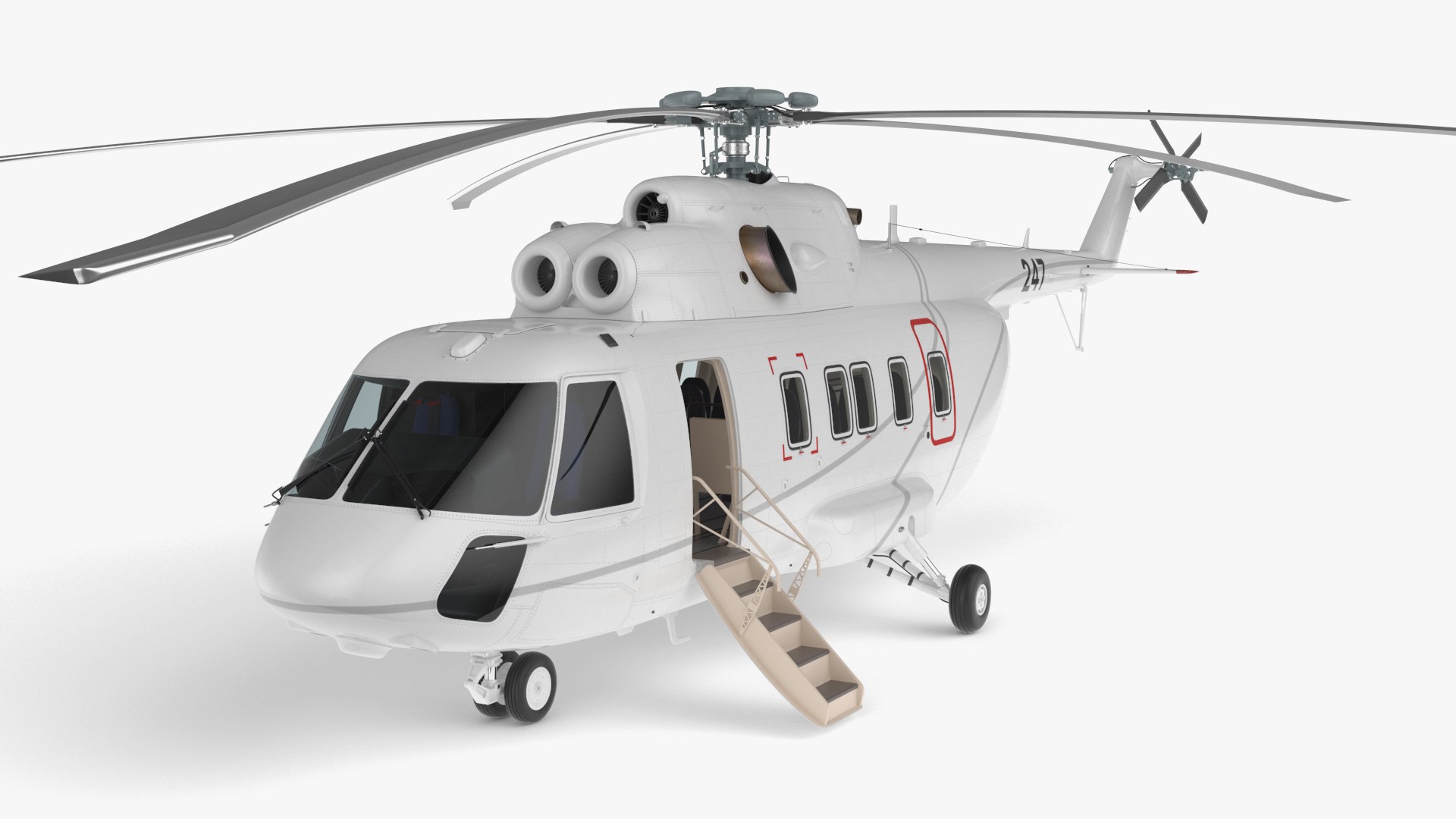 Helicopter MI-171 A3 White Rigged for Cinema 4D 3D model preview