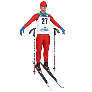 3D model cross country skier ski