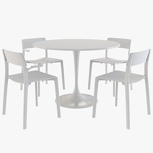 ikea chair janinge and table docksta 3D model
