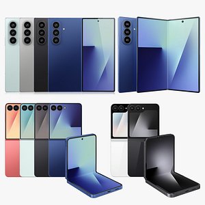 3D Samsung Galaxy Z Flip 7 and Flip 7 FE and Fold 7 All colors