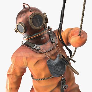Vintage Deep Sea Diver Suit Old Surfacing Pose