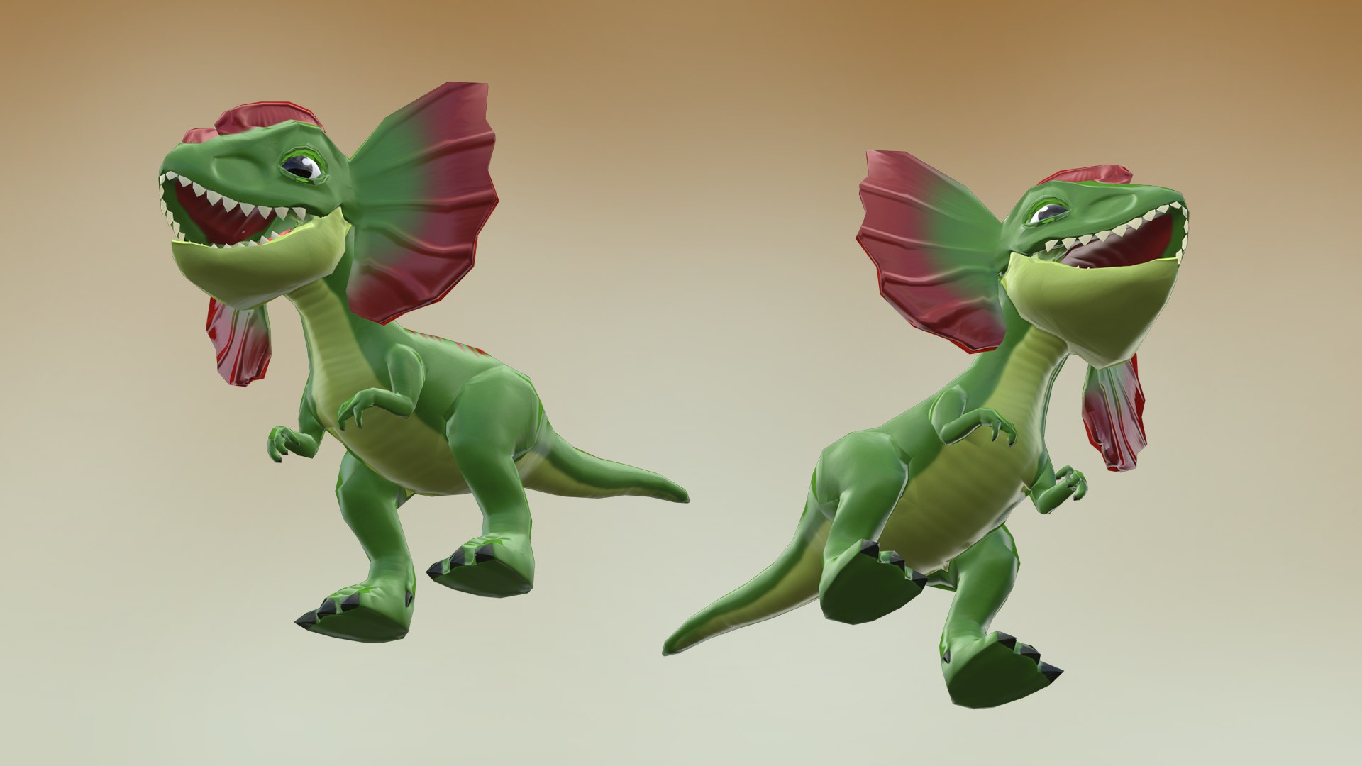 3D Model Dilophosaurus Teen - Dinosaur Character - TurboSquid 2195157