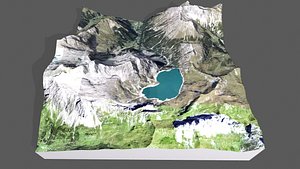 3D model Mountain landscape and Lake Lunersee Eastern Alps Austria