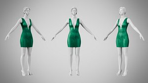 Dress 34 Emerald Velvet Green 3D model