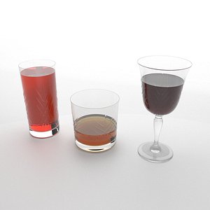 set cocktail glass wine 3D model