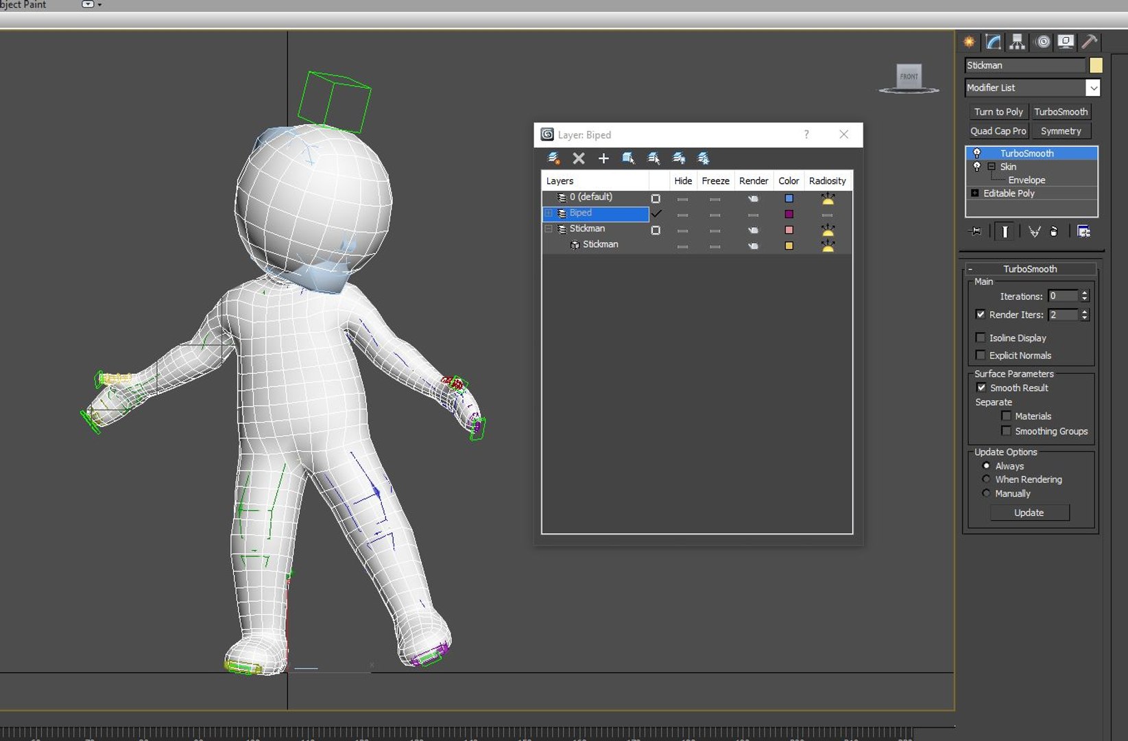 3ds max stickman character rigged biped