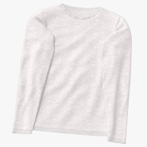 3D Long Sleeve Flat Male Crew Neck Pose 02 White Blank and Branded Heather