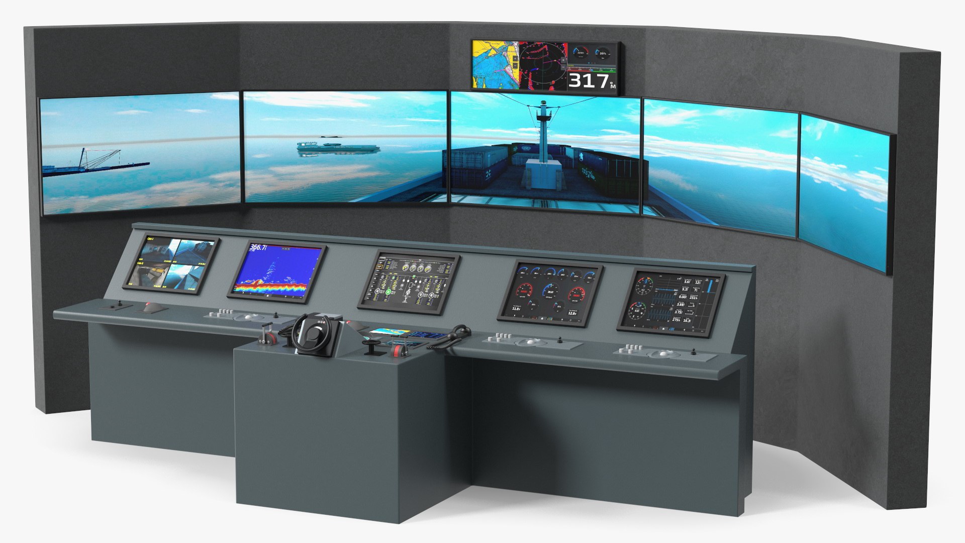 Ship Control System Simulator with Screen 3D model preview