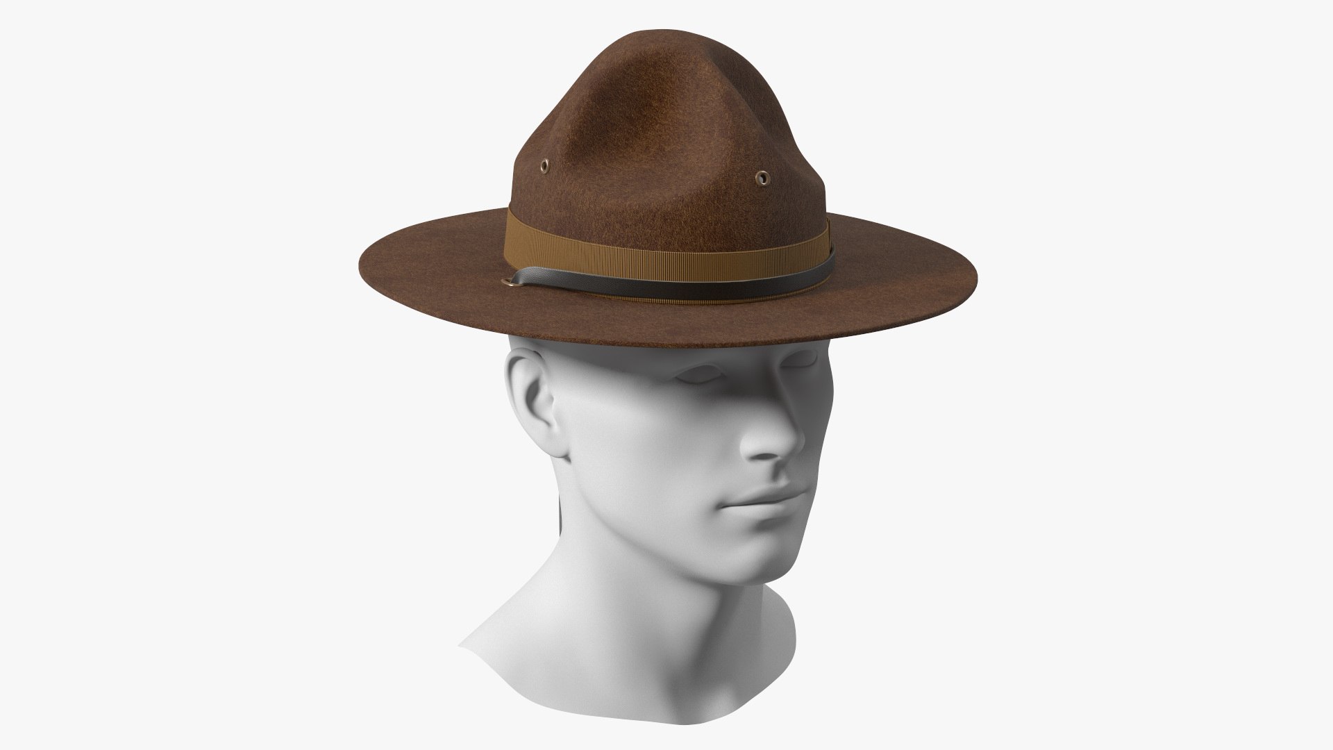 Sergeant Military Cap Brown on Mannequin 3D model for industrial visualization, technical presentation, simulation, product rendering, and animation
