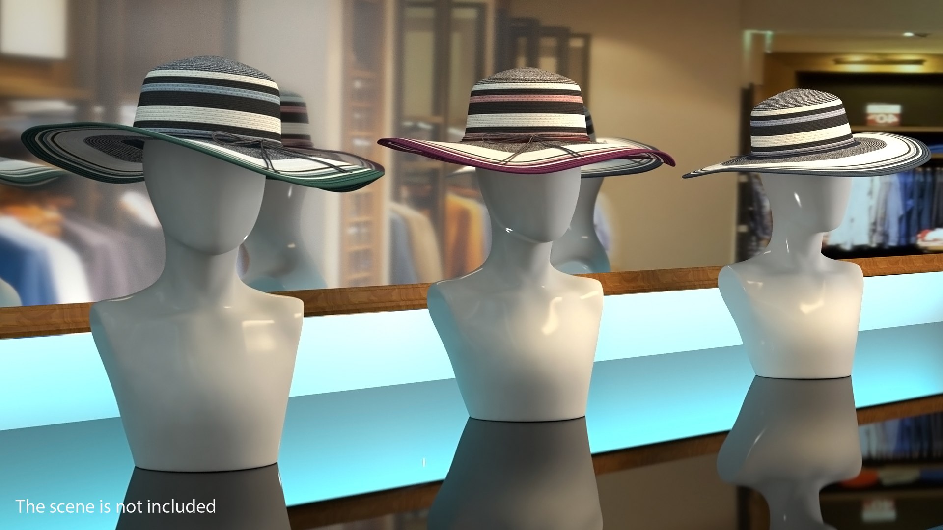 Womens Straw Beach Sun Hat 3D model preview