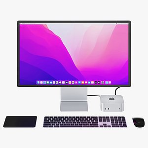 Apple Studio Display and Mac mini M4 full set 2 3D model